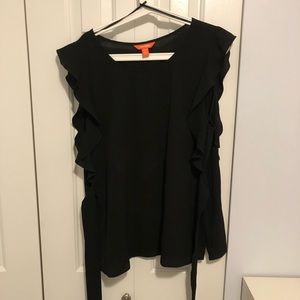 Black Ruffled Sleeved Blouse